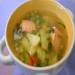  Salmon soup with green peas in chicken broth