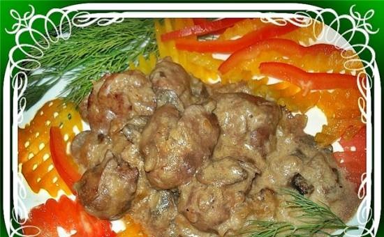 Chicken liver with mushrooms (multicooker Brand 37501)