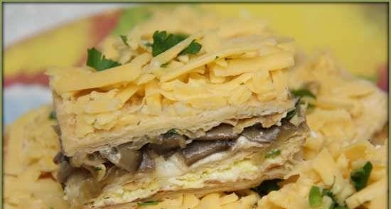 Snack bladerdeeg met champignons en kaas