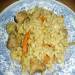 A la barley pilaf with pork in the pressure cooker Oursson 4002