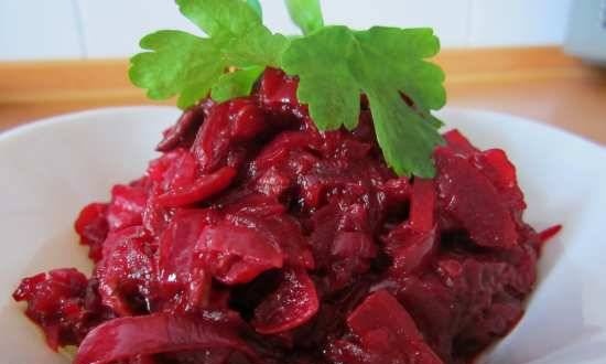 Beetroot caviar with dried mushrooms