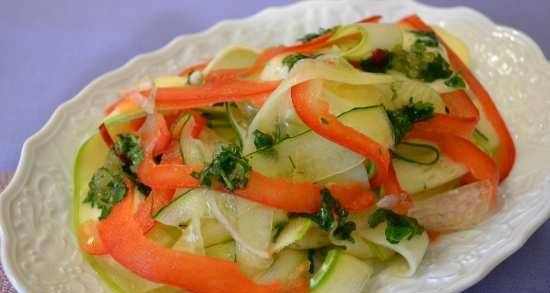 Simple vegetable salad of zucchini and cucumber