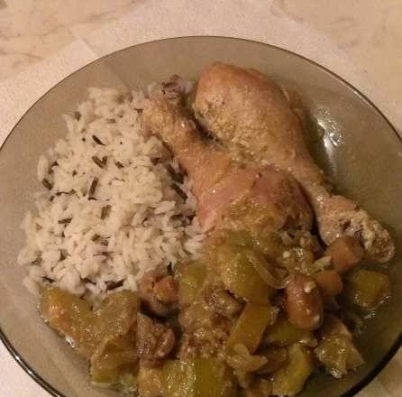 Chicken legs stewed with zucchini, eggplant and mushrooms (Brand 6050 pressure cooker)