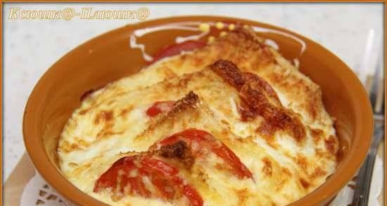 Cheese casserole with bread and tomatoes (Philips Airfryer)