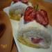 Roll with curd cream and strawberries