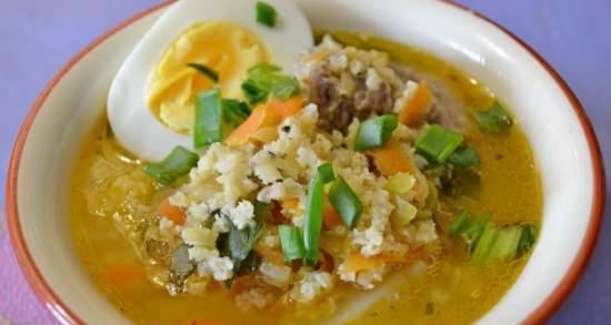 Lentil soup with barley and celery in a slow cooker