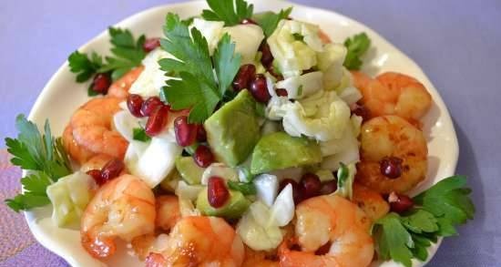 Fresh cabbage salad with avocado and pomegranate