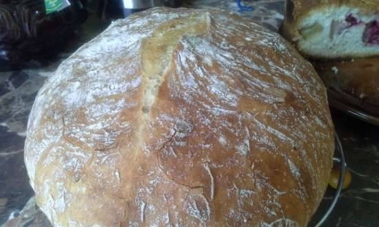 Artisanal bread without kneading with sourdough