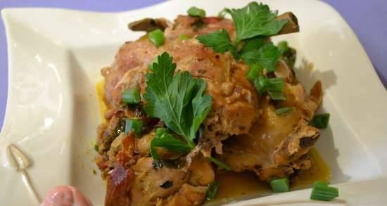 Rabbit stewed in sweet and sour sauce in Oursson 5005 pressure cooker