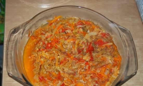 Stewed cabbage juicy in a multicooker Brand