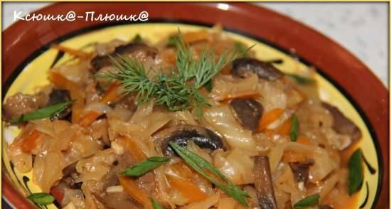 Braised cabbage with mushrooms (multicooker-pressure cooker Brand 6051)
