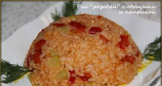 Pink rice with vegetables and paprika (Brand 6051 multicooker-pressure cooker)