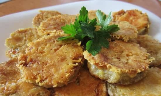 Eggplant fried in cheese