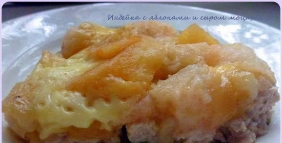 Filete de pavo con manzanas y queso mozzarella dietético (Olla a presión multicocina Marca 6051)