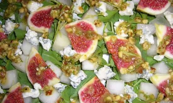 Melon and Watercress Salad with Honey-Marcona Almond Dressing