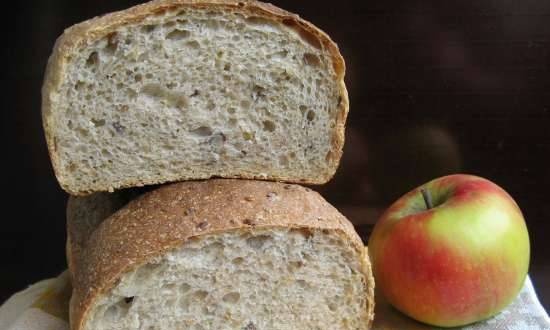 Apple bread with flakes and flaxseed