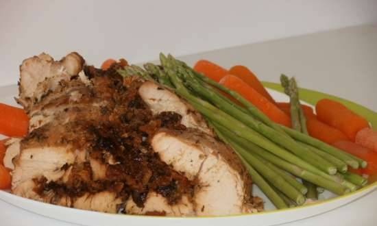 Turkey roll with prunes and carrots in Brand 6051 Pressure-Multicooker