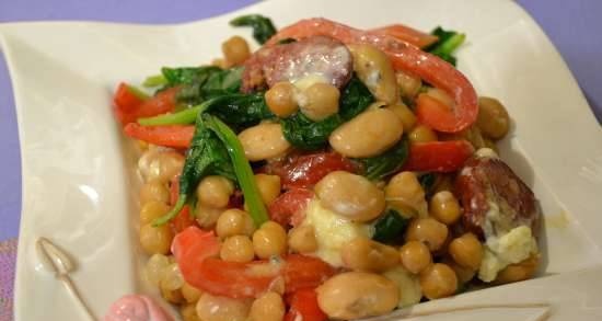 Chickpeas & beans with spinach
