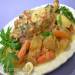  Turkey wing with turnips and carrots, in creamy wine sauce