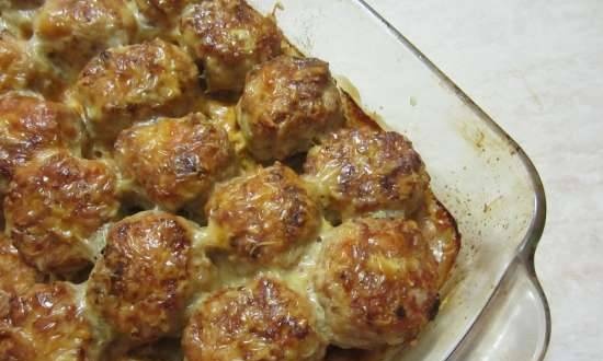 Meatballs with cheese crust