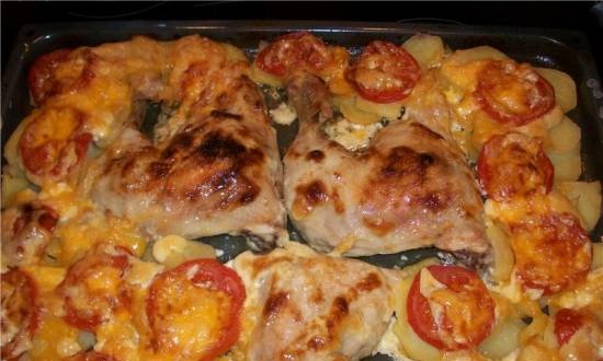 Chicken with potatoes and tomatoes