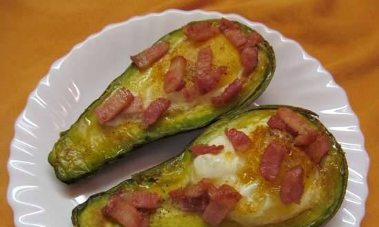 Avocado with egg and bacon