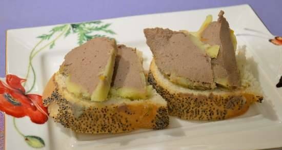 Tender pate, made from chicken liver with orange peel