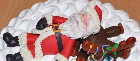 Zmęczony Mikołaj i renifery świąteczne wykonane z mastyksu (klasa mistrzowska)