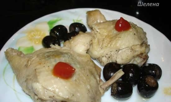 Chicken thighs stewed with olives (pressure cooker Polaris 0305)