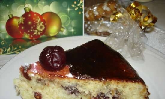 Pie cake with cherries and nuts in a pressure cooker or oven (Polaris 0305)
