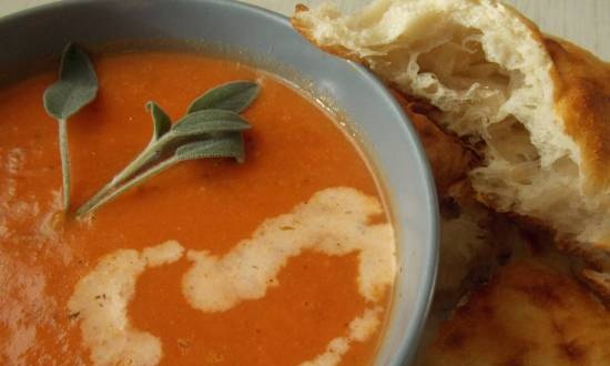 Cold soup with tomato juice