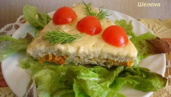 Herring, potato and carrot casserole with cheese crust (Polaris 0305)