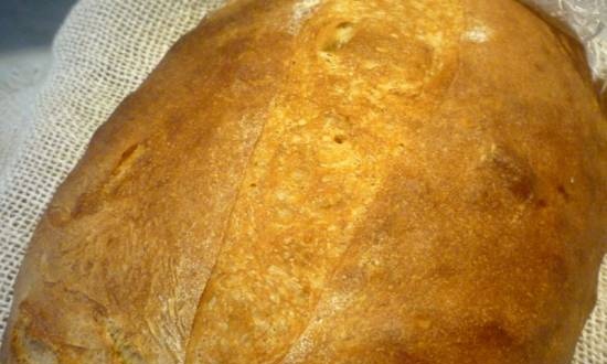 Wheat bread with whole grain flour (40:60) in cold dough and self-sugar brewing