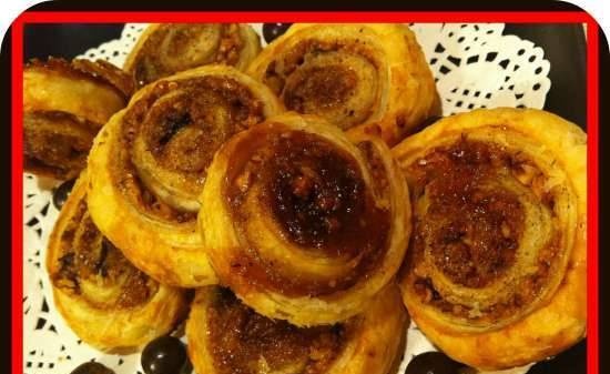 Puff pastry rolls with nuts