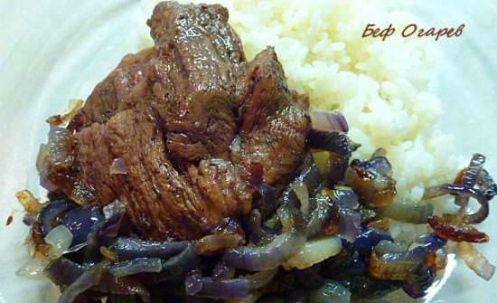 Boeuf a la Ogareff or beef with caramelized onions