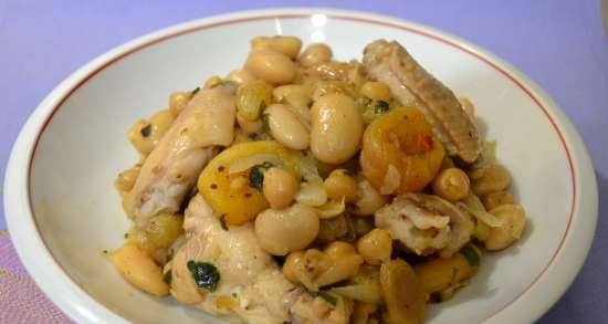 Chicken wings with dried fruits and chickpeas