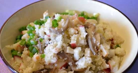 Couscous with oyster mushrooms and apple