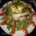 Feestelijk duetgerecht: aardappelen en kip gevuld met champignons (snelkookpan Polaris 0305)