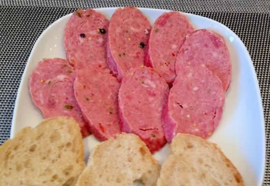 Salami boiled with paprika and mustard