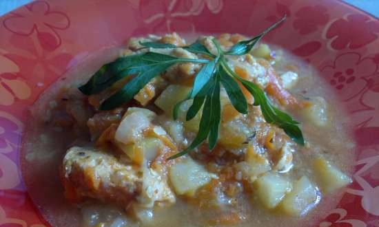 Zucchini stew with chicken and cheese (Philips 3134/00)