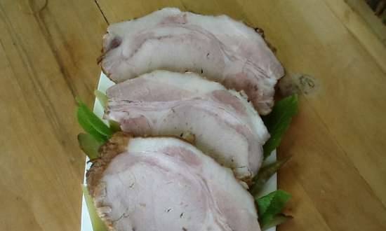 Smoked-boiled pork loin (smoker and Oursson multicooker)
