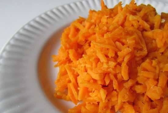 Sweet potato "rice" with orange juice