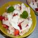 Strawberry dessert with coconut meringue