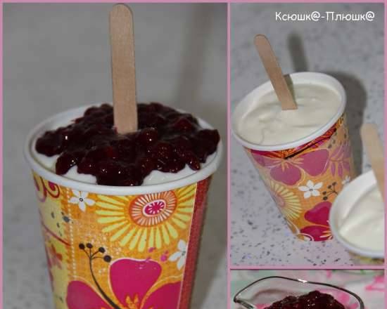 Ice cream "Plombir" according to Nastya Monday's recipe with lingonberry sauce (Brand 3812 ice cream maker)