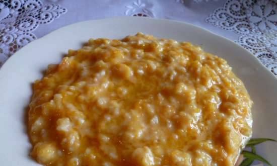 Porridge di zucca con farina d'avena in un multicooker Redmond M23