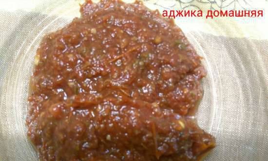 Adjika with horseradish without cooking