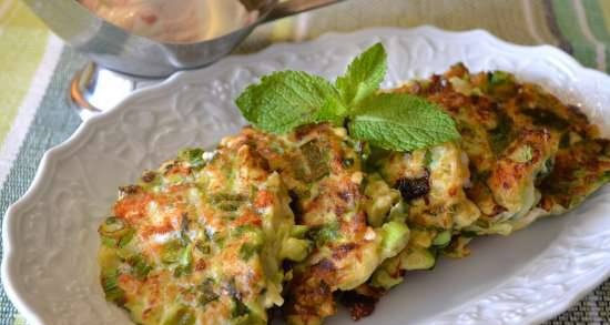Zucchini pancakes with soft cheese
