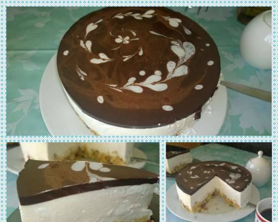 Cake "Bird's milk with biscuit and almond flakes"