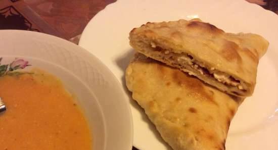 Calzone with Adyghe cheese and salami (Ferrari Pizzepech)