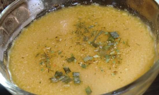 Geroestete Griessuppe (zuppa di semolino fritta)
